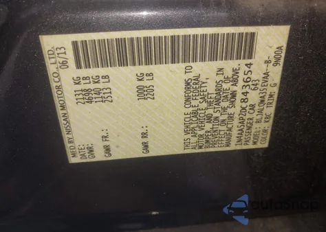 2013 Nissan Maxima 3.5 S from USA, damaged, VIN 1N4AA5AP2DC843654